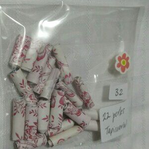 One-of-a-kind handmade/hand rolled paper beads/jewelry making/craft supplies/DIY